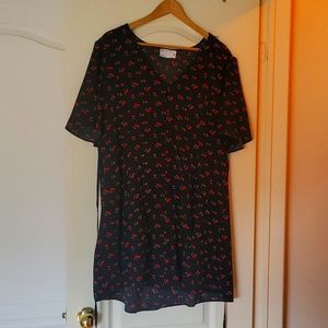 Cherry pattern flowy mini dress